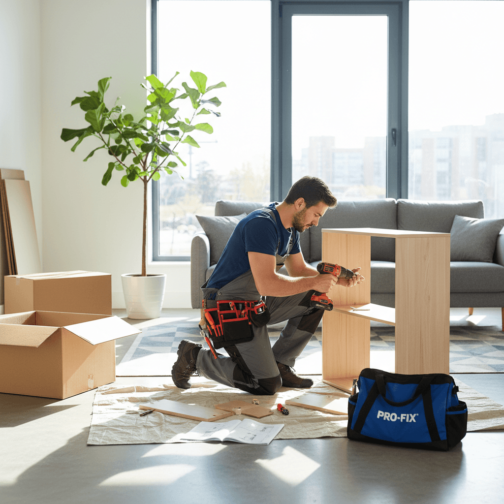Ray's Home Help and Repair assembling furniture in Brooklyn home
