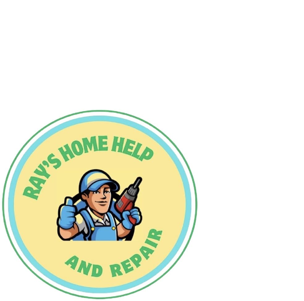 Ray's Home Help and Repair logo featuring a cartoon handyman holding a power drill.